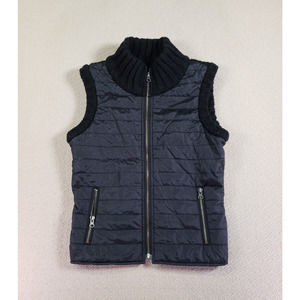 BB's Closet Vest Womens XS Black Rib Trim Mock Neck Full Zip Sleeveless Jacket‎